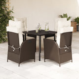 vidaXL 3-delige Tuinset met kussens poly rattan bruin