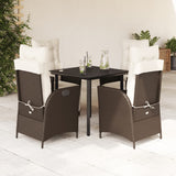 vidaXL 3-delige Tuinset met kussens poly rattan bruin