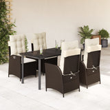 vidaXL 3-delige Tuinset met kussens poly rattan bruin