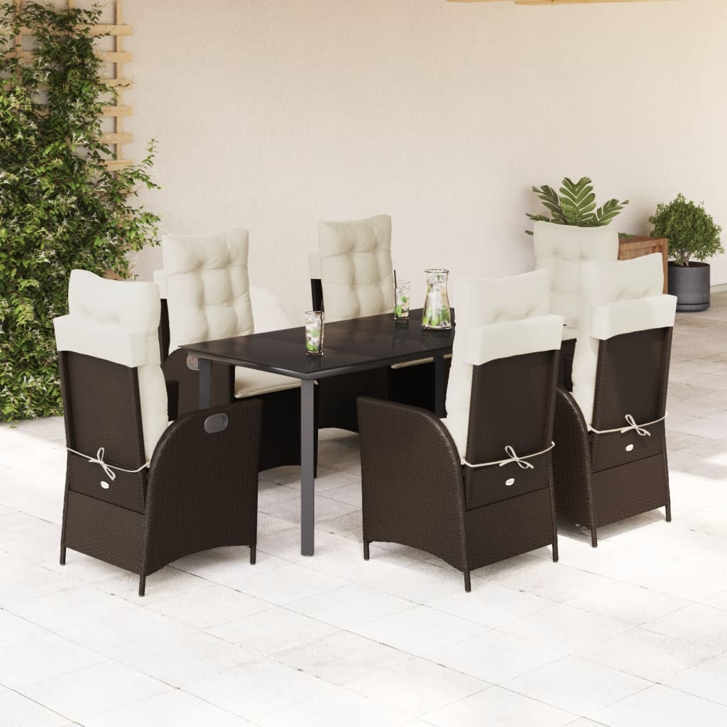 vidaXL 3-delige Tuinset met kussens poly rattan bruin
