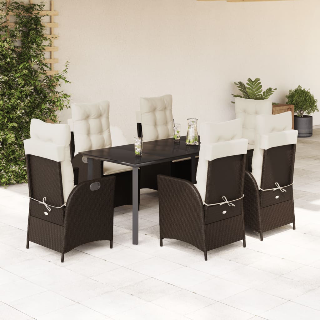 vidaXL 3-delige Tuinset met kussens poly rattan bruin
