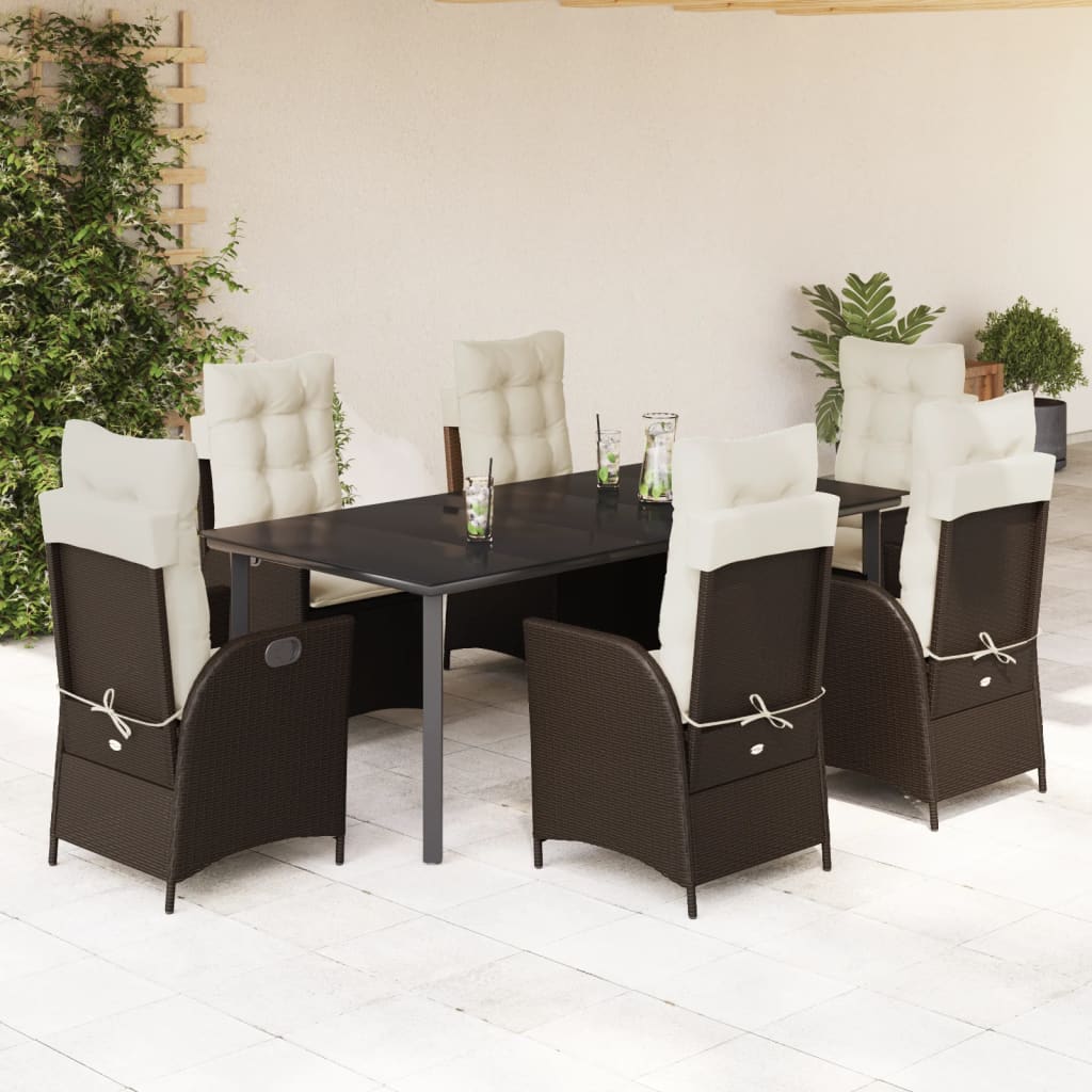 vidaXL 3-delige Tuinset met kussens poly rattan bruin