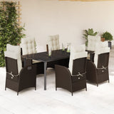 vidaXL 3-delige Tuinset met kussens poly rattan bruin