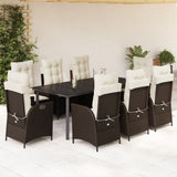 vidaXL 3-delige Tuinset met kussens poly rattan bruin
