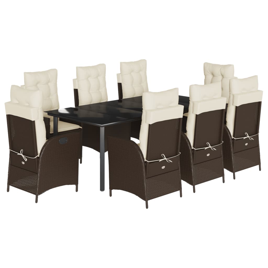 vidaXL 3-delige Tuinset met kussens poly rattan bruin