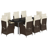 vidaXL 3-delige Tuinset met kussens poly rattan bruin