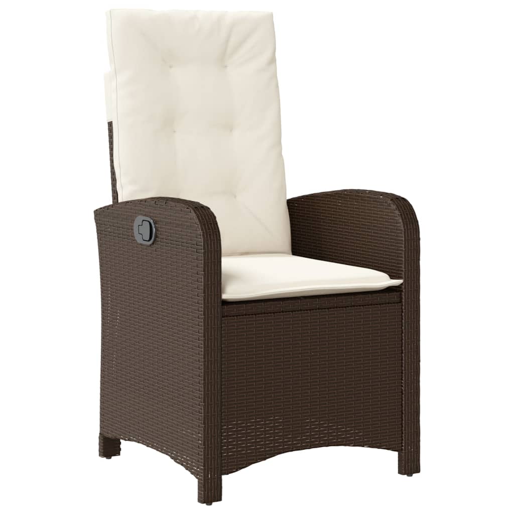 vidaXL 3-delige Tuinset met kussens poly rattan bruin