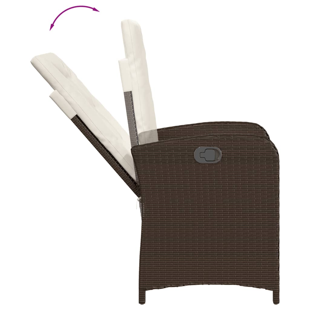 vidaXL 3-delige Tuinset met kussens poly rattan bruin