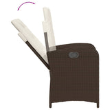 vidaXL 3-delige Tuinset met kussens poly rattan bruin