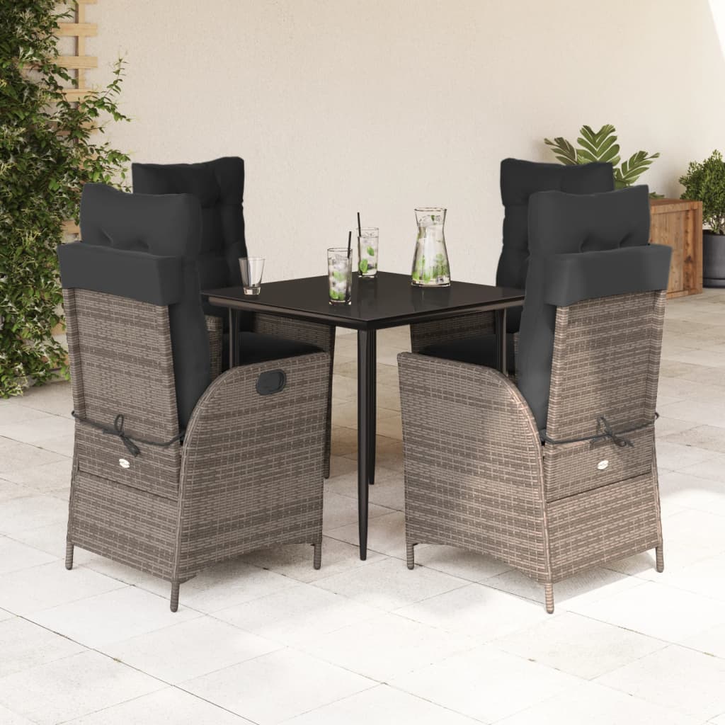 vidaXL 3-Piece Garden Lounge Set with Cushions Poly Rattan Grey