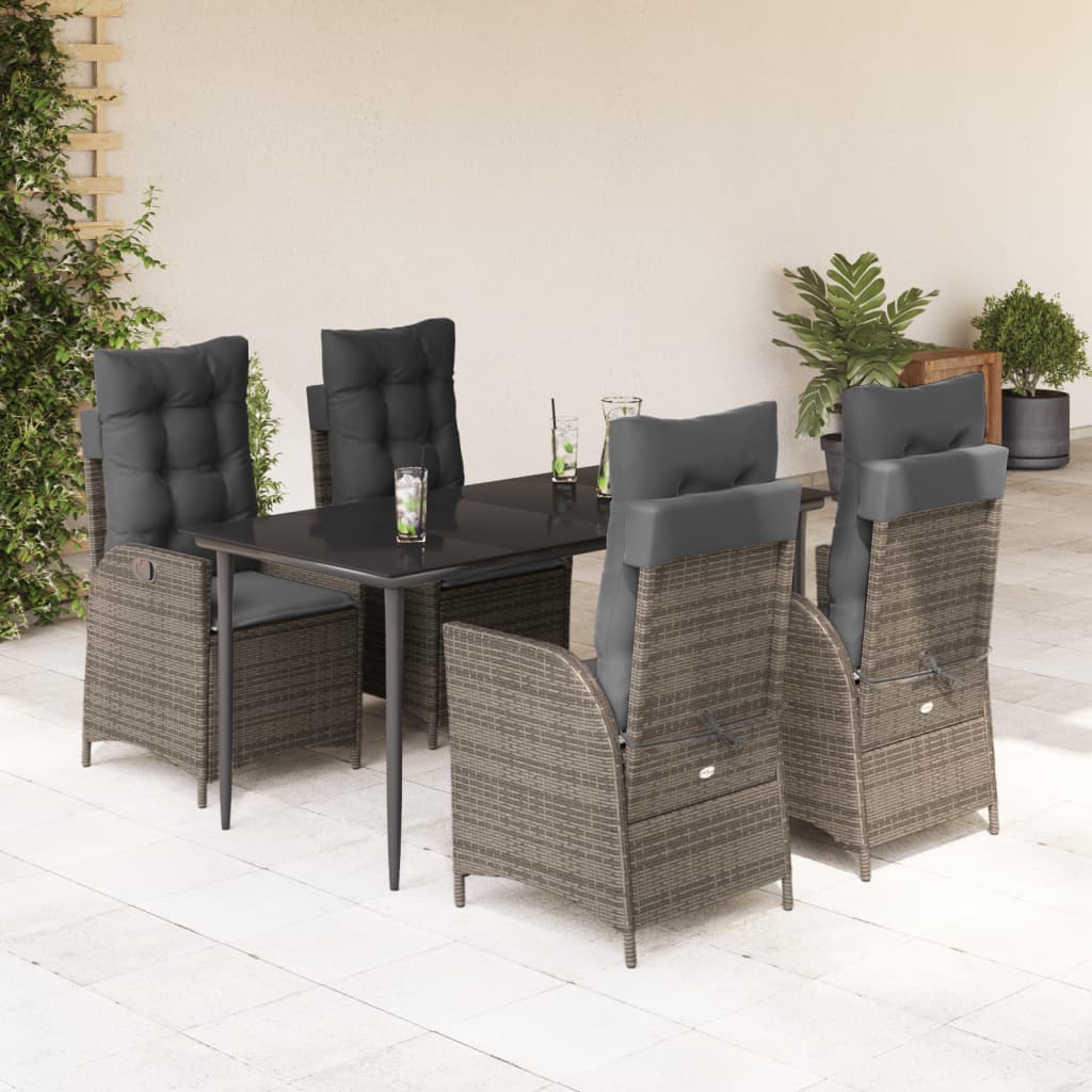 vidaXL 3-Piece Garden Lounge Set with Cushions Poly Rattan Grey