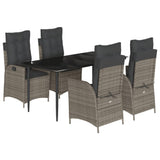 vidaXL 3-Piece Garden Lounge Set with Cushions Poly Rattan Grey