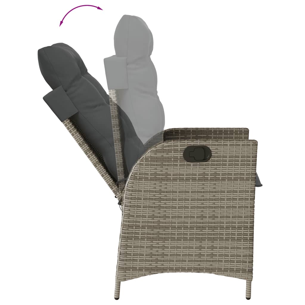 vidaXL 3-Piece Garden Lounge Set with Cushions Poly Rattan Grey