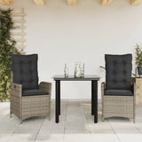 vidaXL 3-Piece Garden Lounge Set with Cushions Poly Rattan Grey