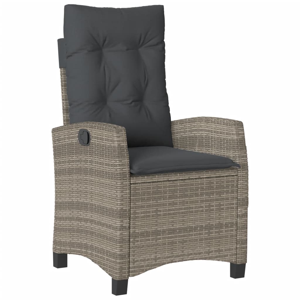 vidaXL 3-Piece Garden Lounge Set with Cushions Poly Rattan Grey