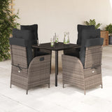 vidaXL 3-Piece Garden Lounge Set with Cushions Poly Rattan Grey