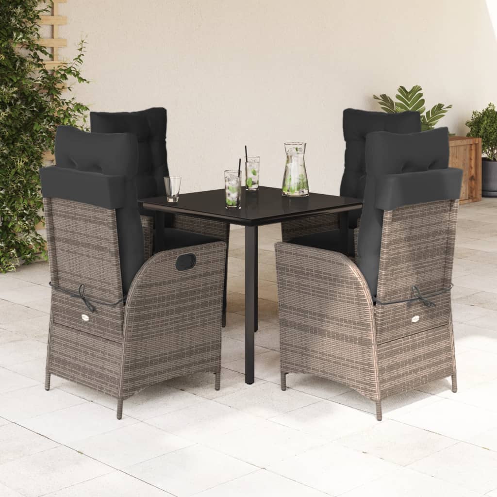 vidaXL 3-Piece Garden Lounge Set with Cushions Poly Rattan Grey