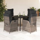 vidaXL 3-Piece Garden Lounge Set with Cushions Poly Rattan Grey