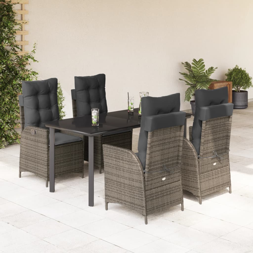vidaXL 3-Piece Garden Lounge Set with Cushions Poly Rattan Grey