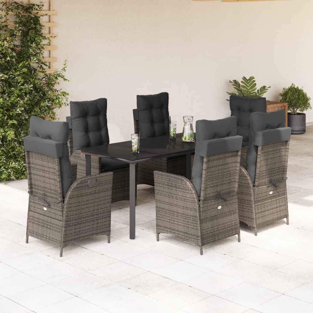 vidaXL 3-Piece Garden Lounge Set with Cushions Poly Rattan Grey