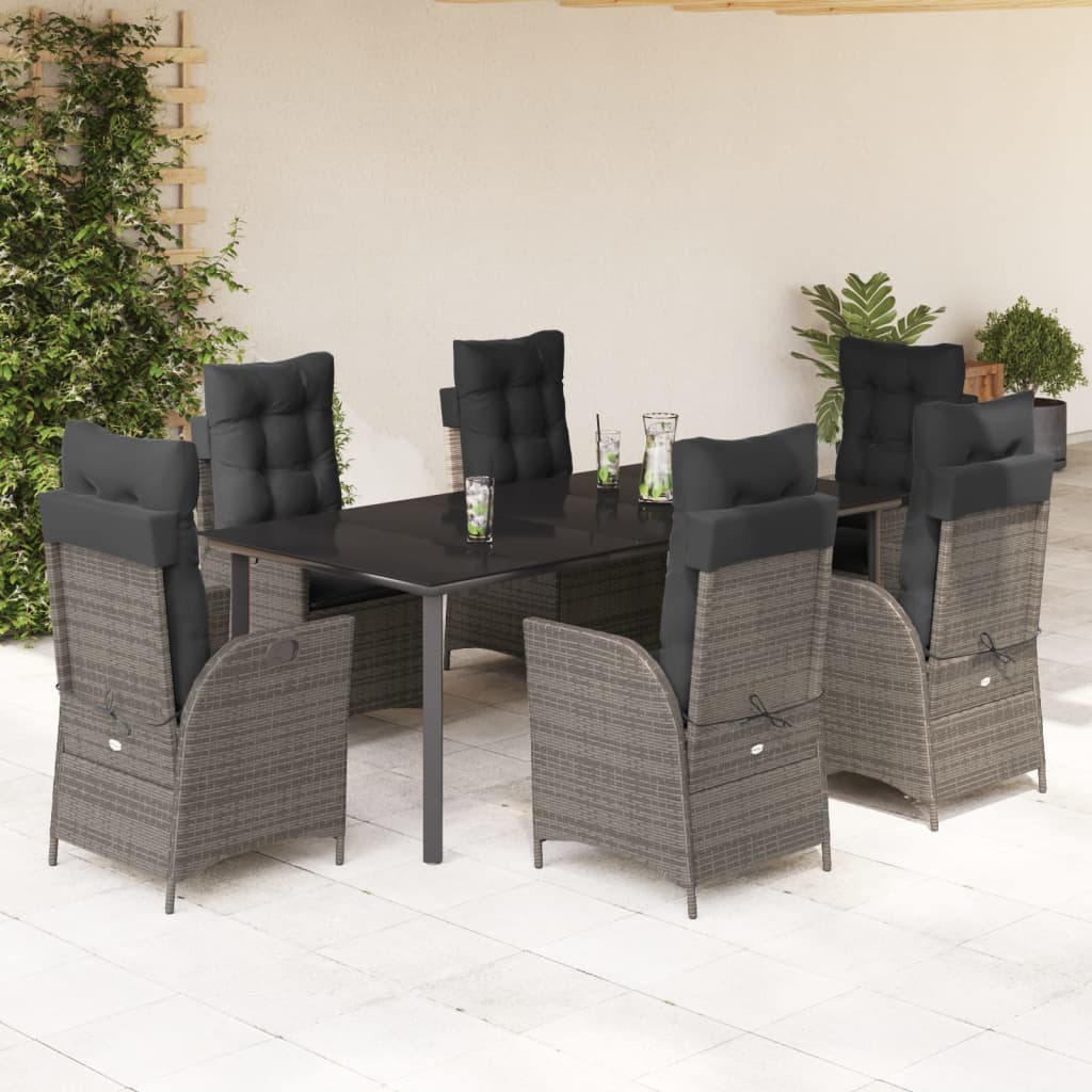 vidaXL 3-Piece Garden Lounge Set with Cushions Poly Rattan Grey