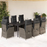 vidaXL 3-Piece Garden Lounge Set with Cushions Poly Rattan Grey