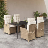 vidaXL 3-delige Tuinset met kussens poly rattan beige