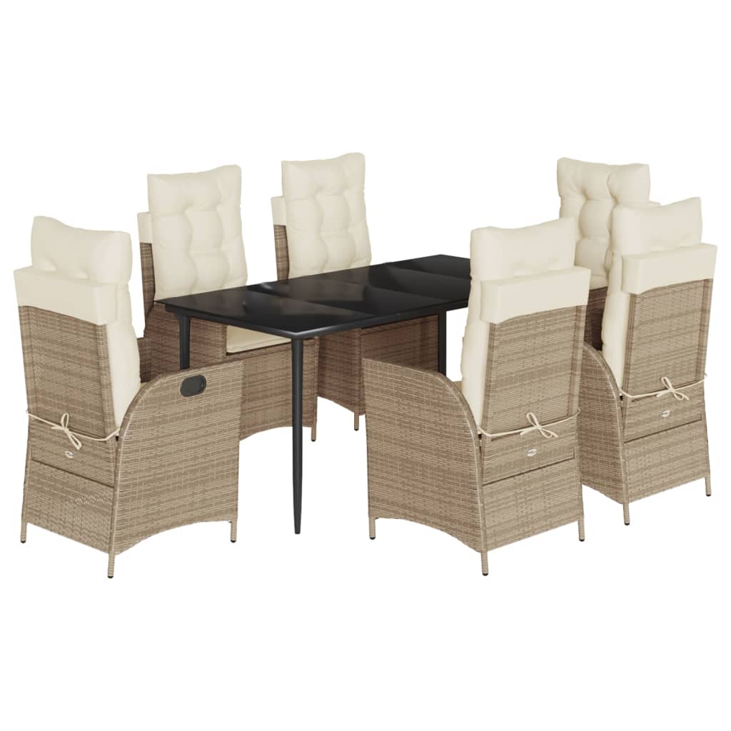 vidaXL 3-delige Tuinset met kussens poly rattan beige