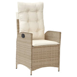 vidaXL 3-delige Tuinset met kussens poly rattan beige