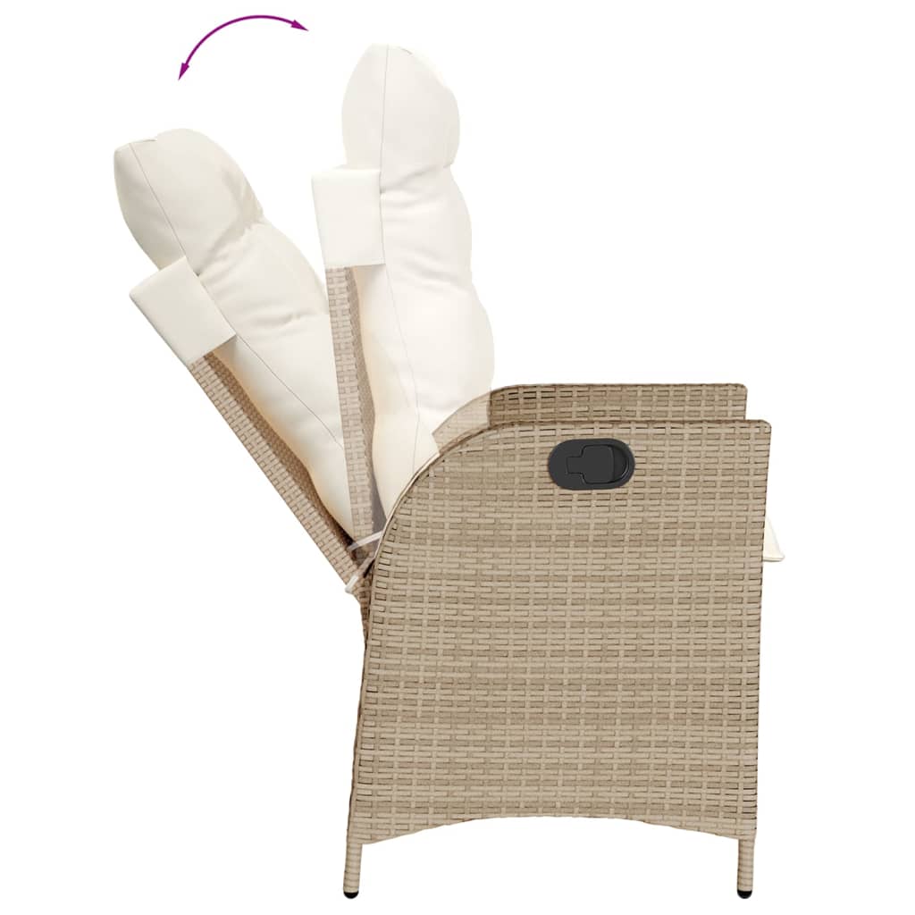 vidaXL 3-delige Tuinset met kussens poly rattan beige