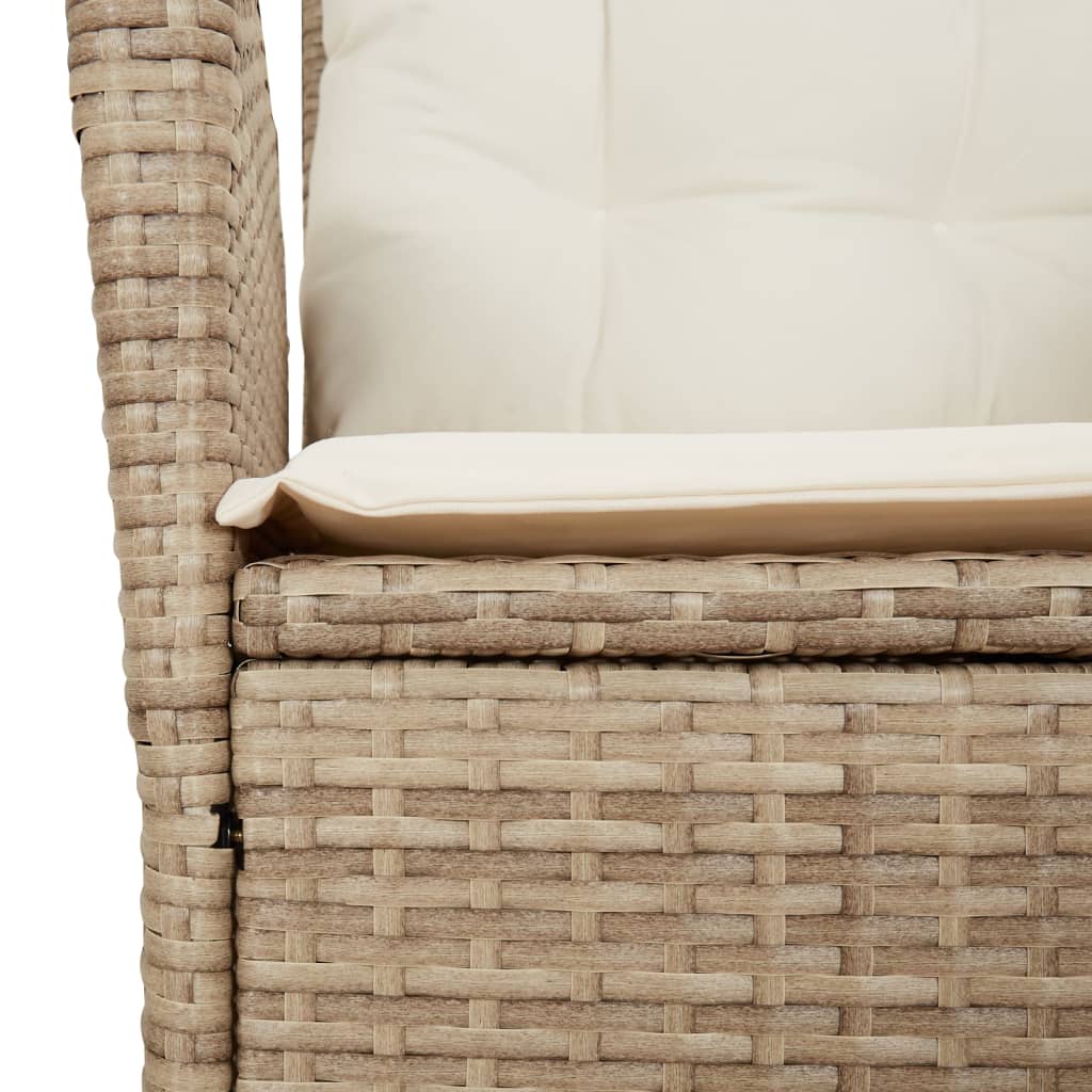 vidaXL 3-delige Tuinset met kussens poly rattan beige