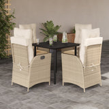 vidaXL 3-delige Tuinset met kussens poly rattan beige
