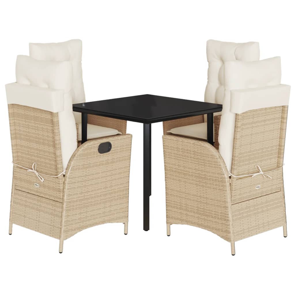 vidaXL 3-delige Tuinset met kussens poly rattan beige