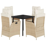 vidaXL 3-delige Tuinset met kussens poly rattan beige