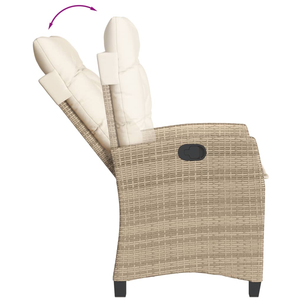 vidaXL 3-delige Tuinset met kussens poly rattan beige