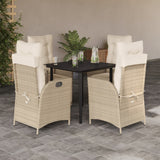 vidaXL 3-delige Tuinset met kussens poly rattan beige