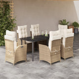 vidaXL 3-delige Tuinset met kussens poly rattan beige