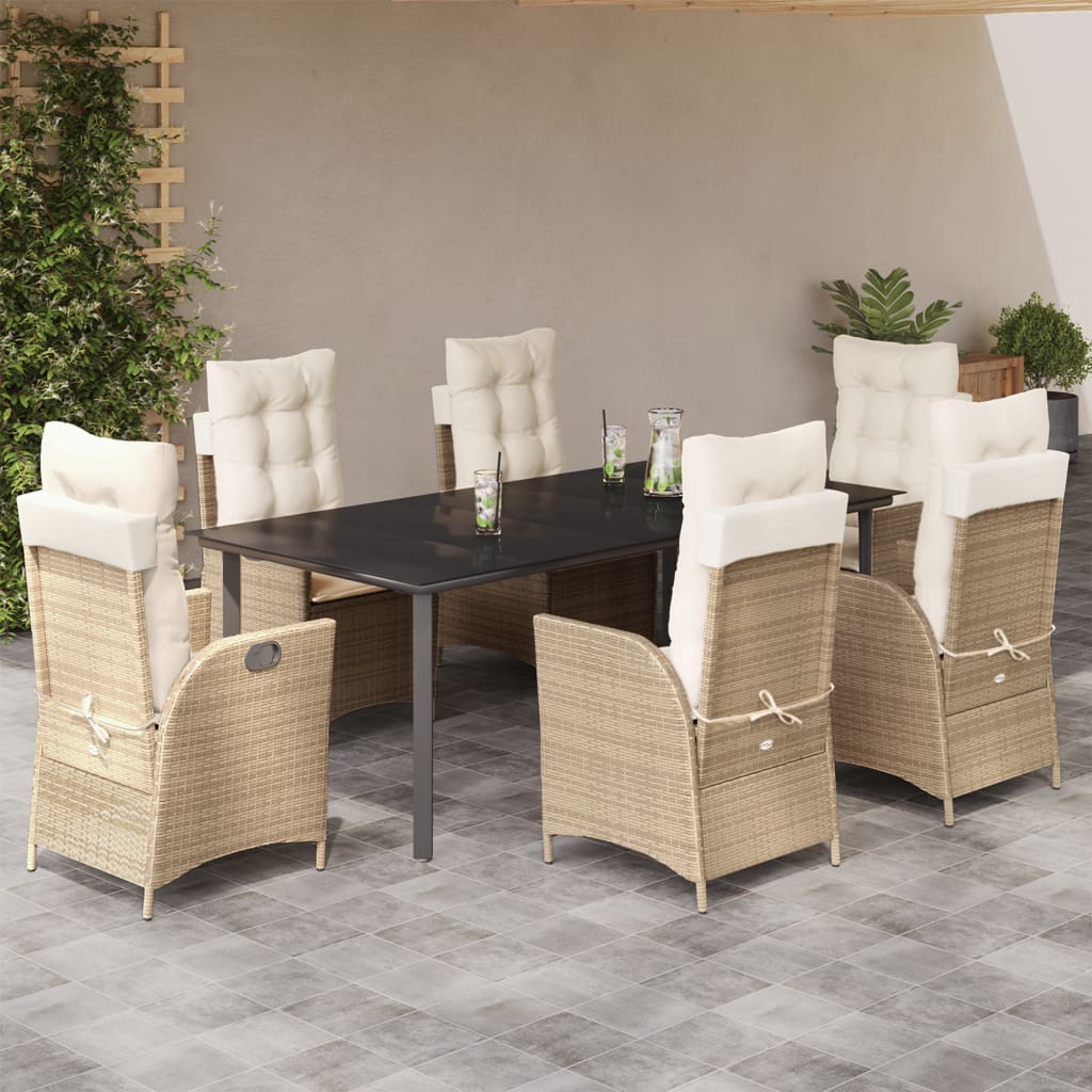 vidaXL 3-delige Tuinset met kussens poly rattan beige