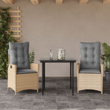 vidaXL 3-Piece Garden Lounge Set with Cushions Poly Rattan Beige