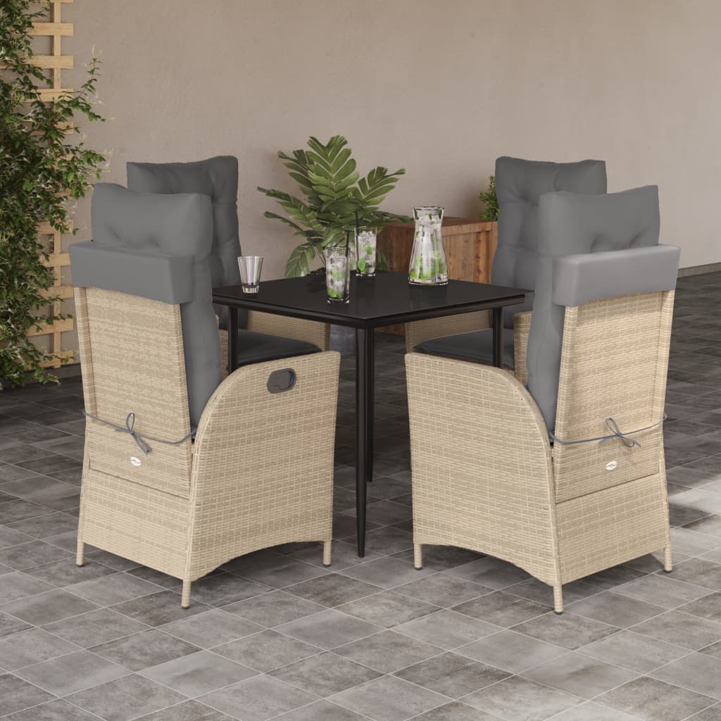 vidaXL 3-Piece Garden Lounge Set with Cushions Poly Rattan Beige