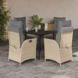 vidaXL 3-Piece Garden Lounge Set with Cushions Poly Rattan Beige
