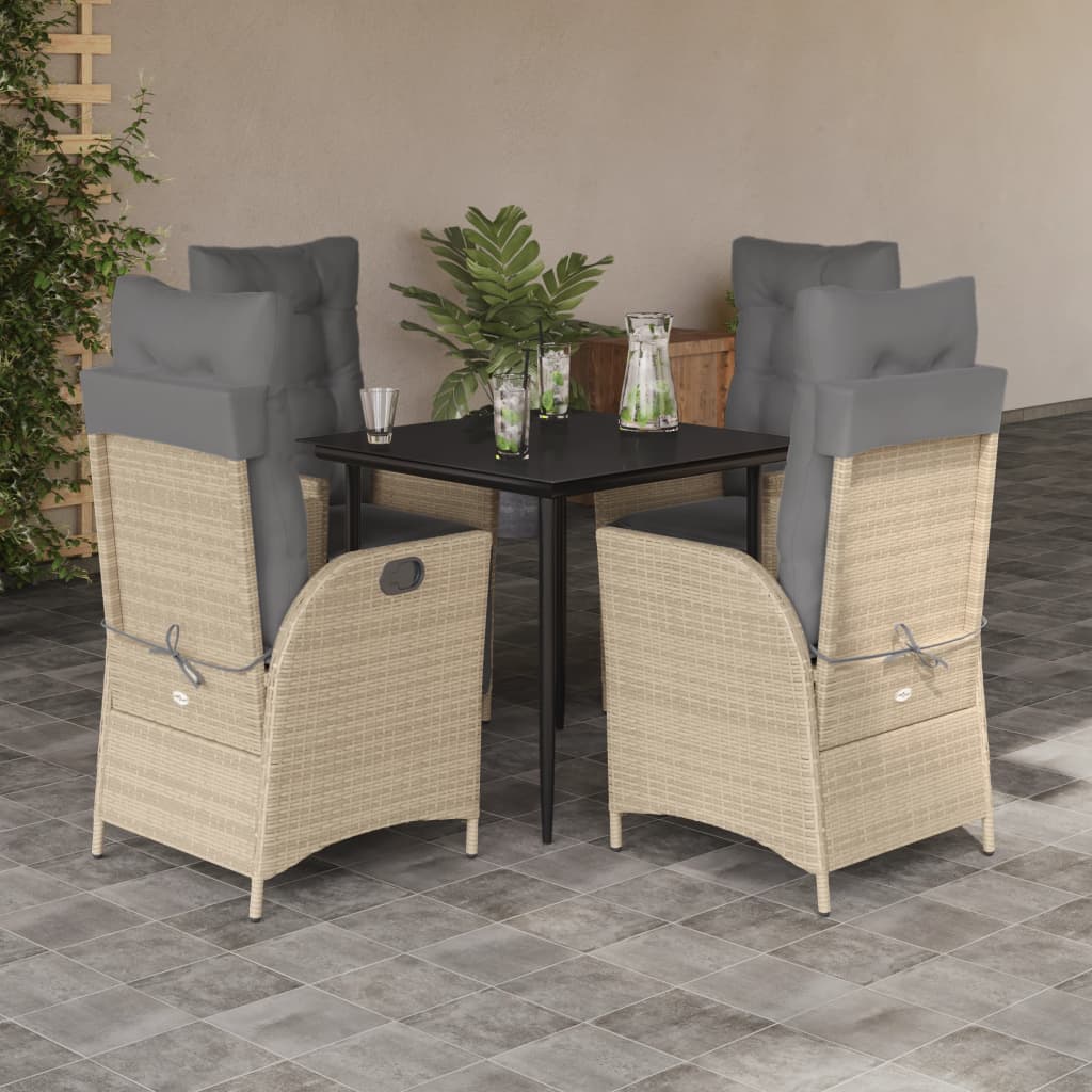 vidaXL 3-Piece Garden Lounge Set with Cushions Poly Rattan Beige