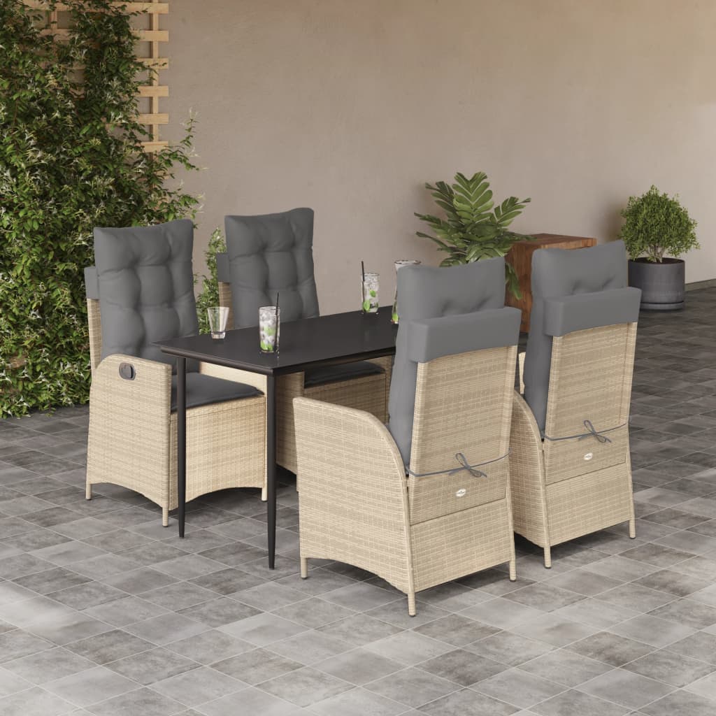 vidaXL 3-Piece Garden Lounge Set with Cushions Poly Rattan Beige