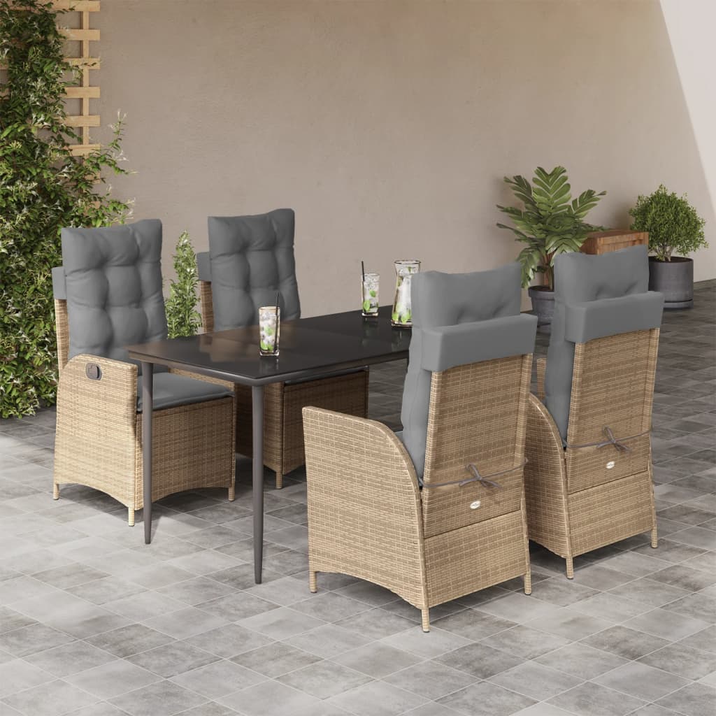 vidaXL 3-Piece Garden Lounge Set with Cushions Poly Rattan Beige