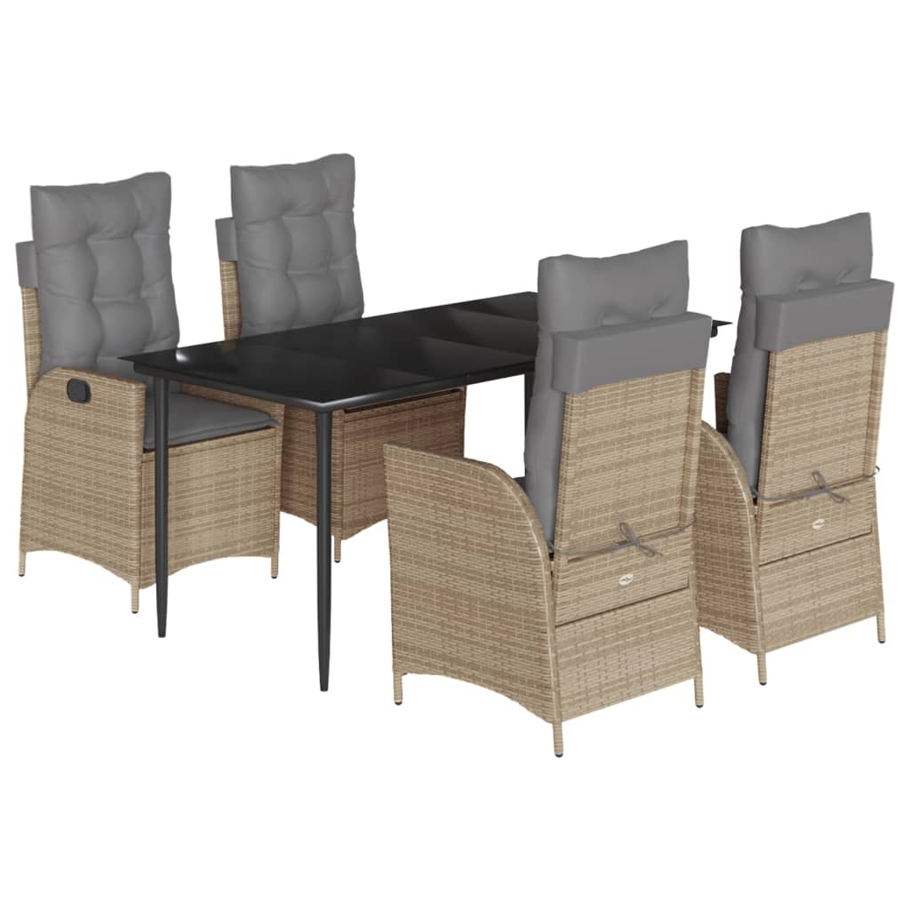vidaXL 3-Piece Garden Lounge Set with Cushions Poly Rattan Beige