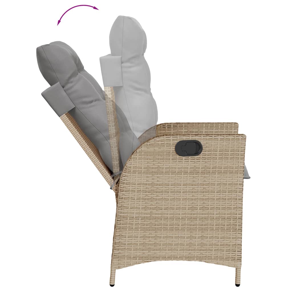 vidaXL 3-Piece Garden Lounge Set with Cushions Poly Rattan Beige