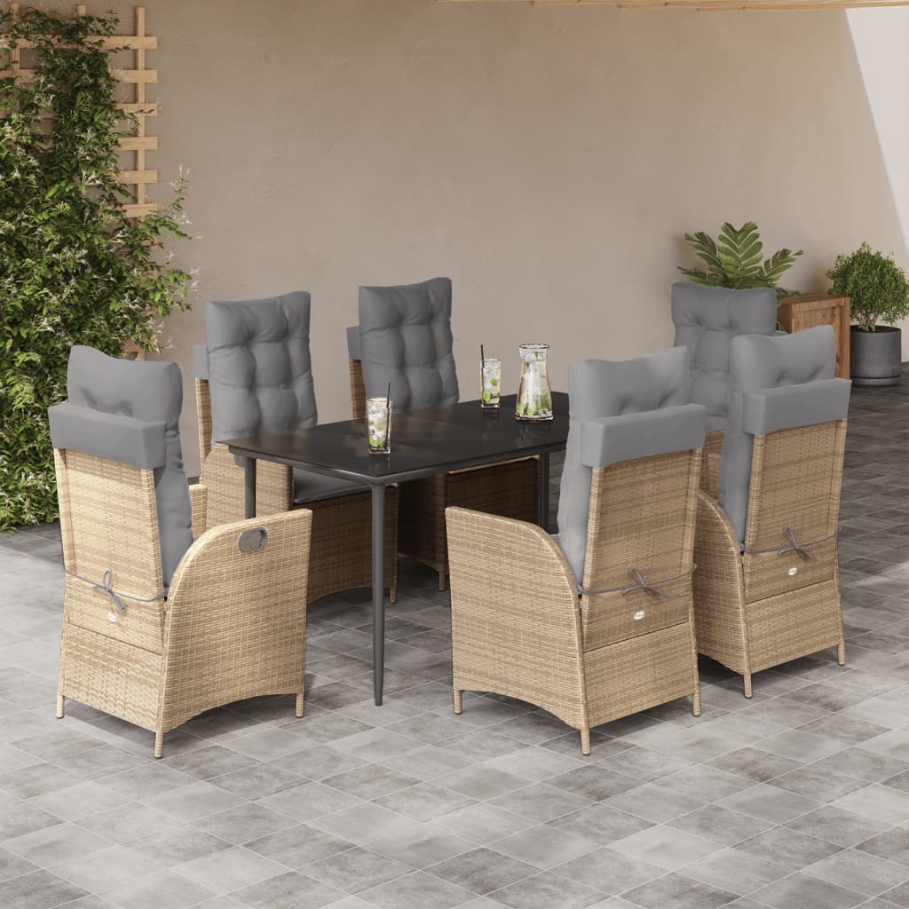 vidaXL 3-Piece Garden Lounge Set with Cushions Poly Rattan Beige