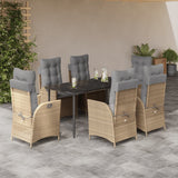 vidaXL 3-Piece Garden Lounge Set with Cushions Poly Rattan Beige