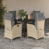 vidaXL 3-Piece Garden Lounge Set with Cushions Poly Rattan Beige