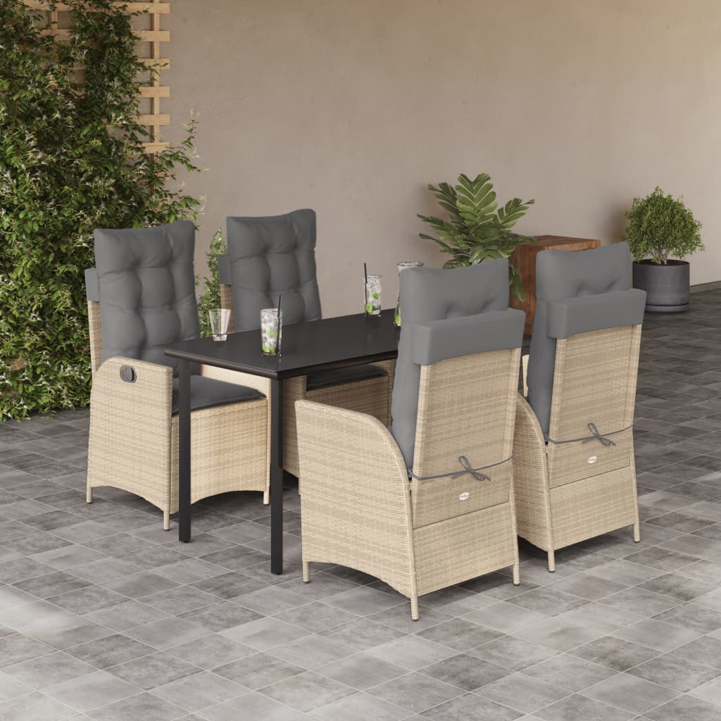 vidaXL 3-Piece Garden Lounge Set with Cushions Poly Rattan Beige